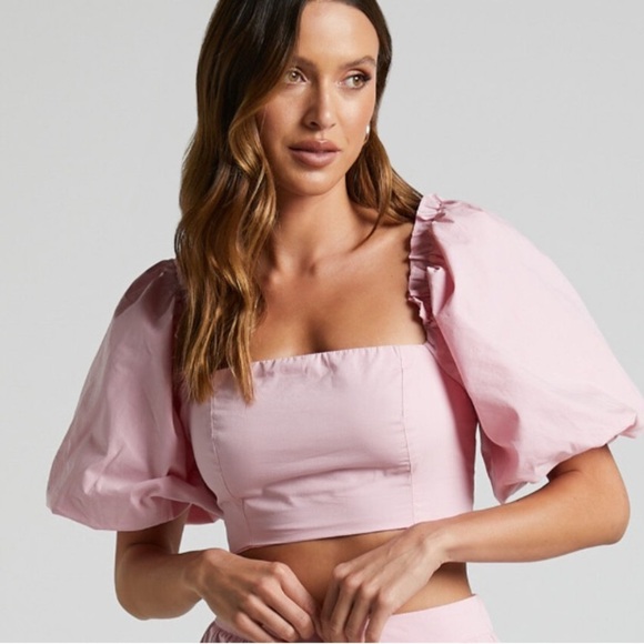 NWT SHOWPO. Branson crop top Pink Puff Sleeve size 4 - Picture 7 of 7